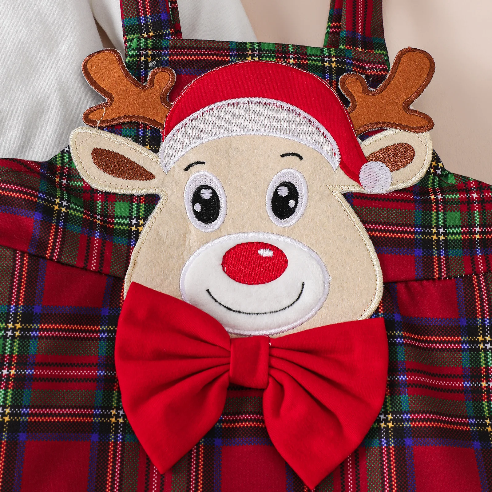 Christmas Children's Clothing Autumn Long Sleeve Two Pieces Long Sleeve  Shirt Plaid Suspenders Skirt Infant Baby Girls Suit