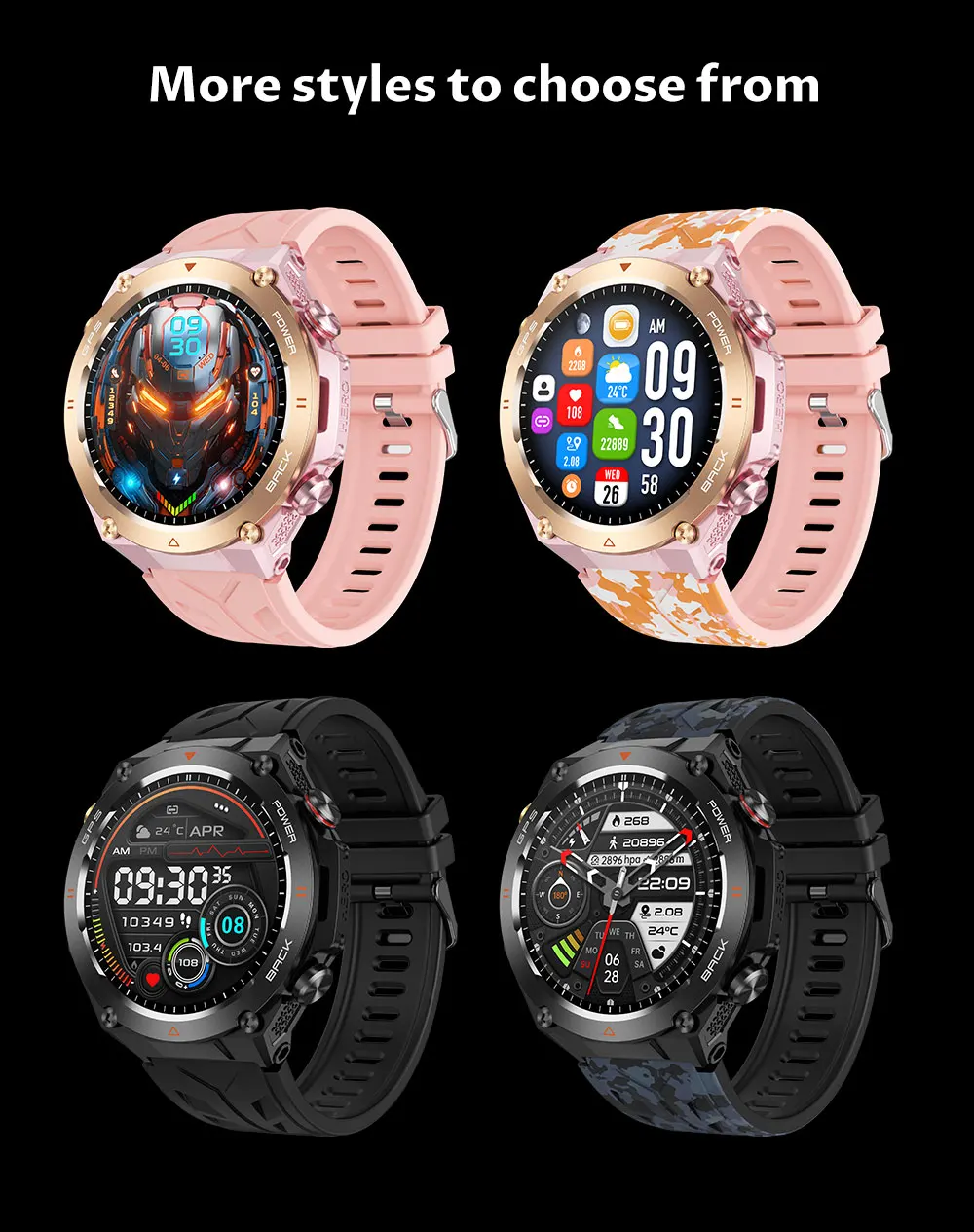 7 heart rate exercise modes sleep tracking gps tracking with altitude air pressure compass alarm clock-11