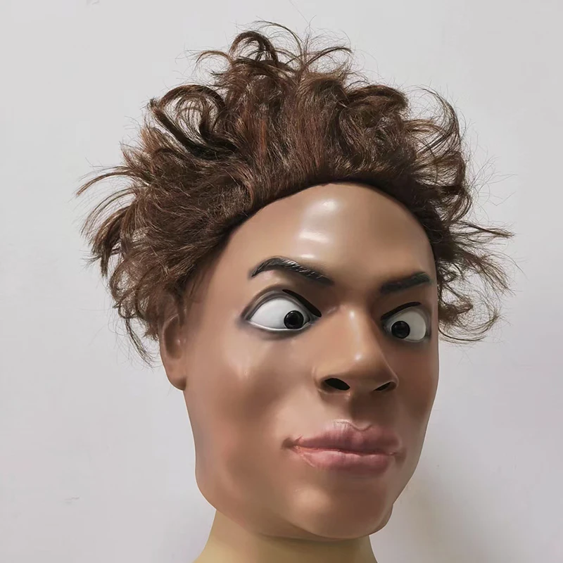 Realistische Prominenten-Maske mit Percke aus Weichem Latex  Influencer-Cosplay Lustige Maske Silikon Knstliche Vollkopf-Partymaske