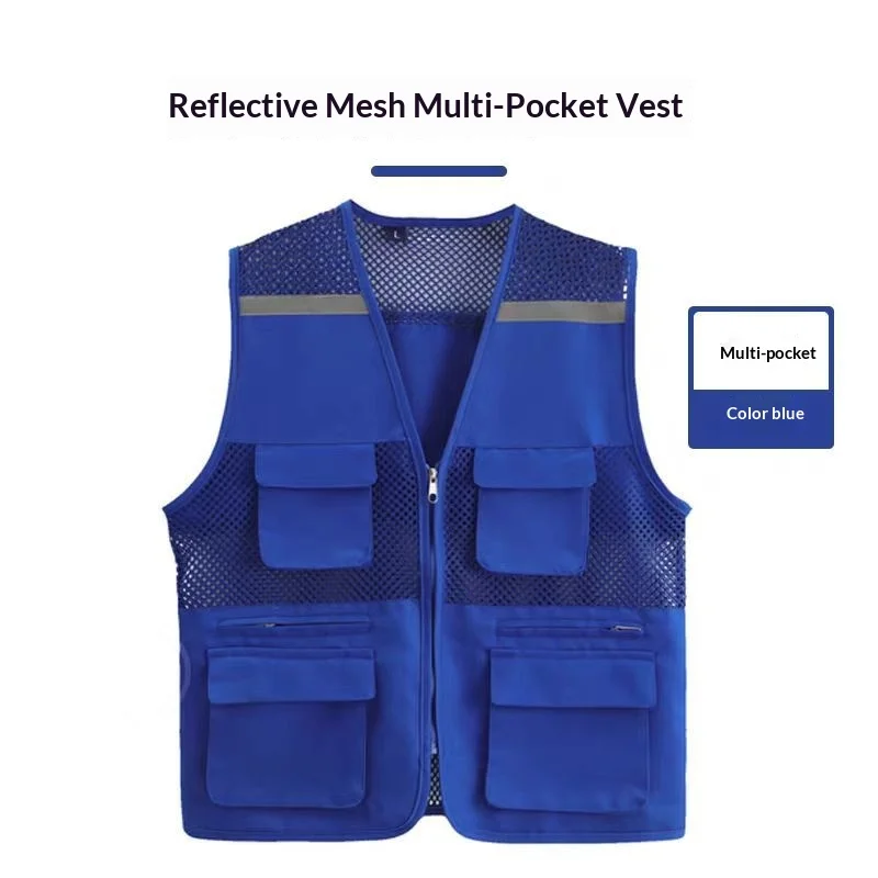 Multi-pocket Sleeveless Polyester Volunteer Vest Workwear Custom Printed with Text logo Children’s Summer Season Activity Vest preview 6
