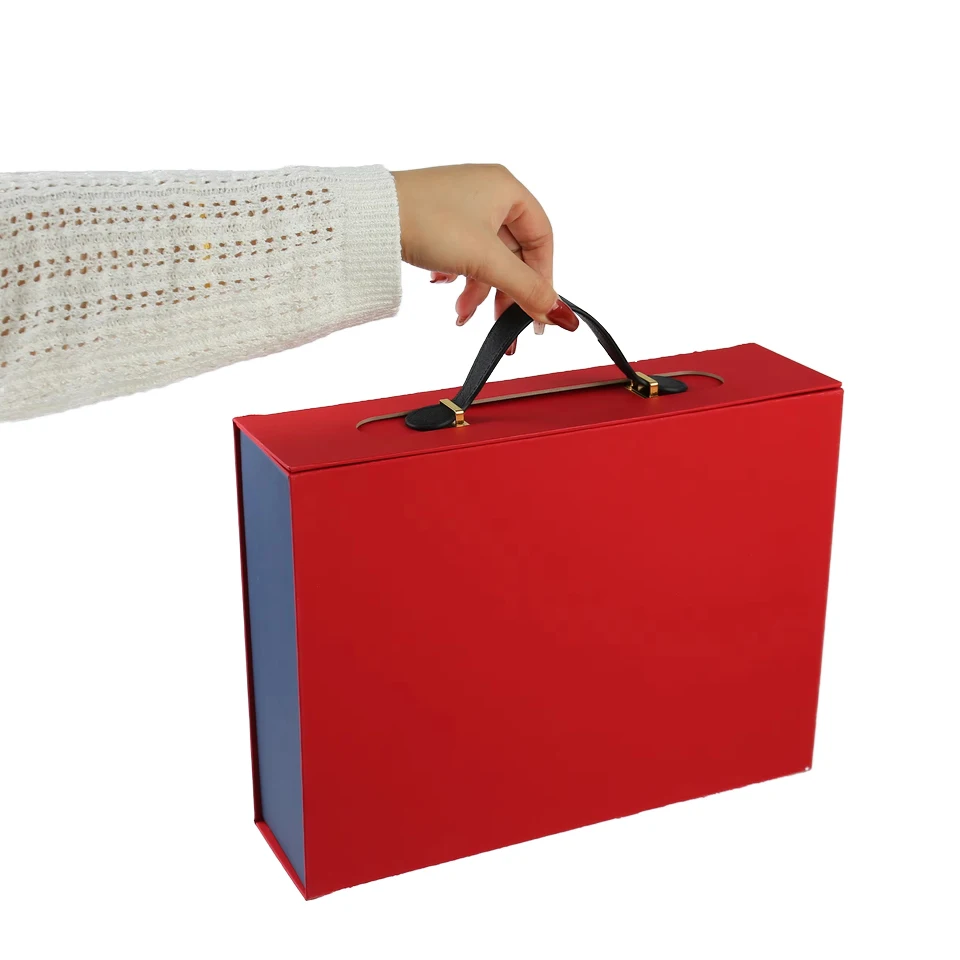Caja plegable de papel de alta gama y lujo personalizada, con cierre magnético, tapa abatible, estampado en caliente especial y asa rígida, ideal para el embalaje de cosméticos y perfumes