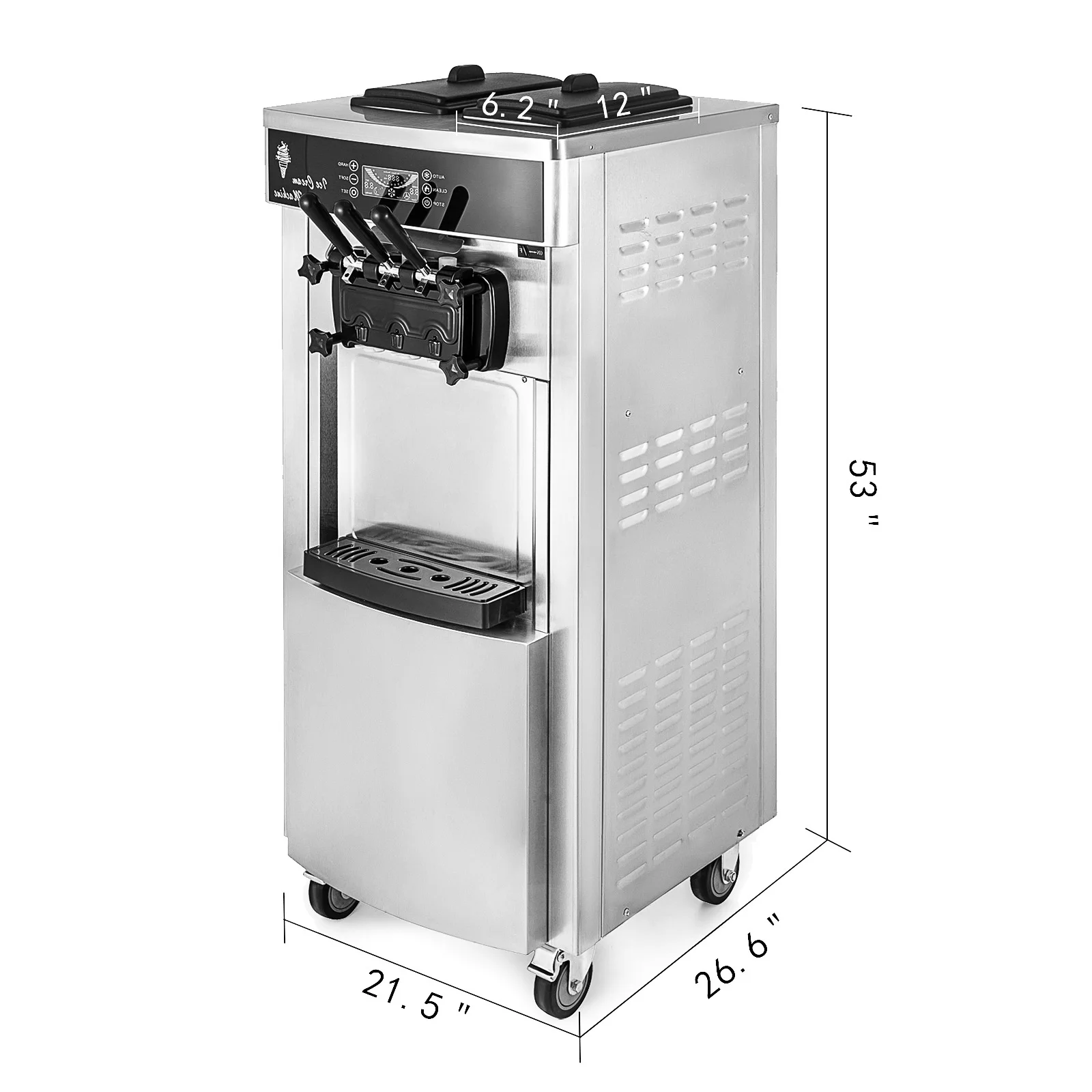 VEVOR 2200W Commercial Soft Ice Cream Machine 3 Flavors 5.3 to 7.4