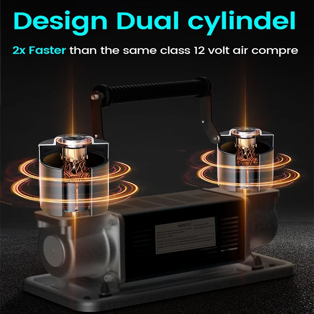 YANTU AM40 Double 40 Cylinder Portable Tire Inflators 12V Electric Automatic Inflator Car RV Tyre air Pump Compressor Machine