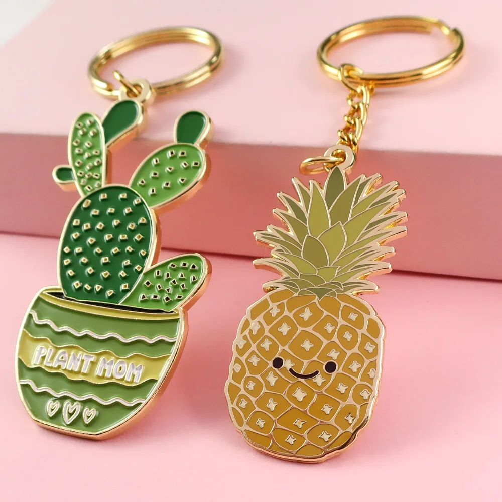 Lucky Charm Maker - New Tropical Fruit Key Chain Enamel Gold
