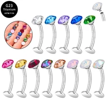 individuality Body jewelry Medical material G23 titanium alloy Eyebrow stud 16G bending rod bright Diamond eyebrow ring