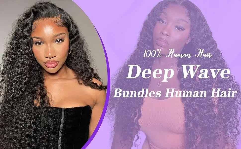 Peruvian Deep Wave Bundles 100% Human Hair 32 Inch Curly Weave Soft Raw Extensions_voghion.com