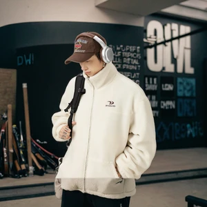 OEM & ODM Autumn Winter American Retro Hip Hop Men's Jacket 420G Blockbuster Lamb Wool Embroidered Heavy  Lamb Wool