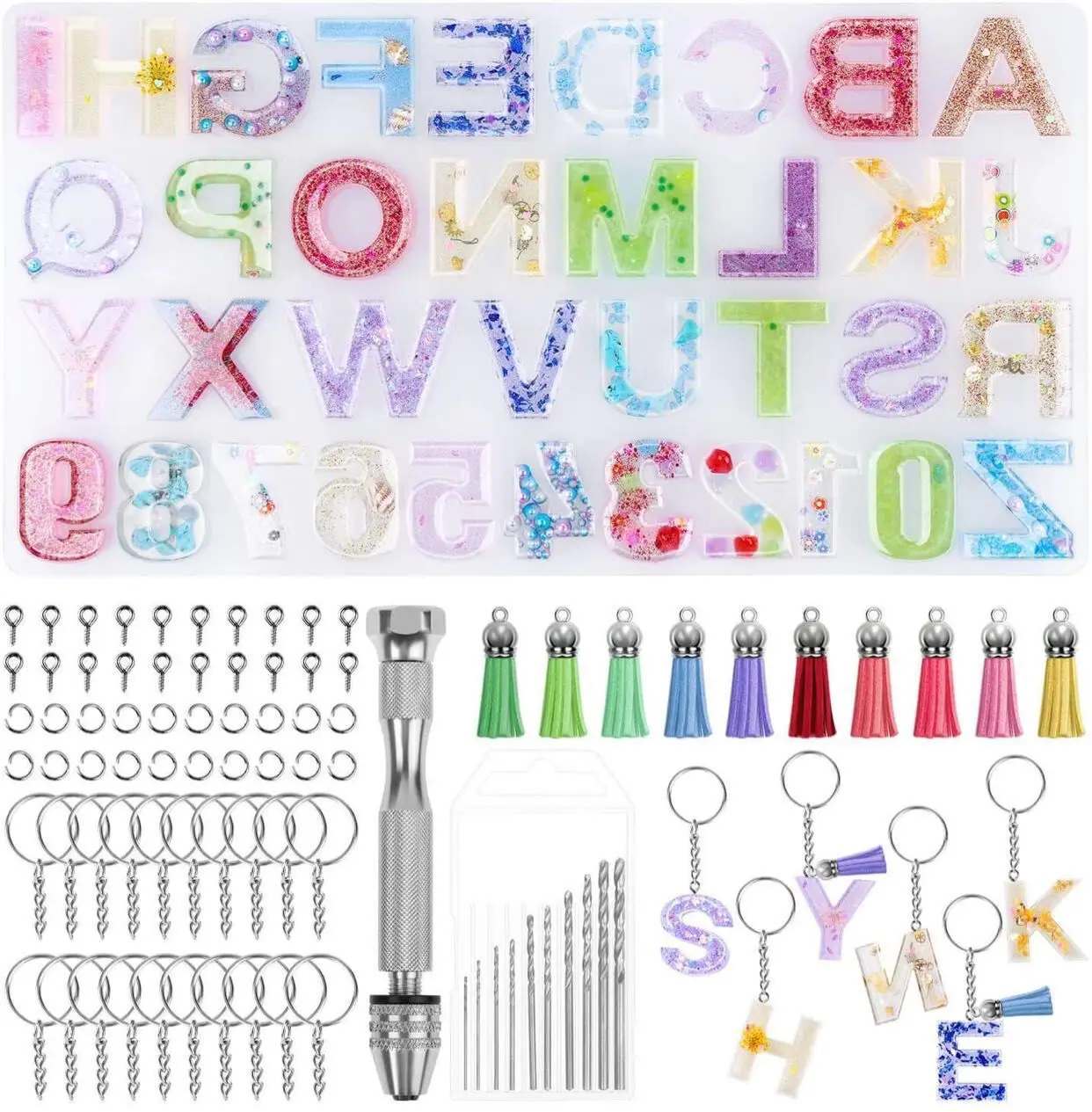 Alphabet Resin Molds Kit Silicone Molds for Resin Casting DIY Letter &  Ornament Epoxy Molds Resin Keychain Making Set