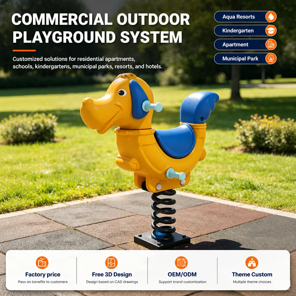 Outdoor Rocking Horse Kids Ride on Spring Horse Playground Equipment Galvanized Steel CE CPC ASTM Certified OEM Wholesale Safe