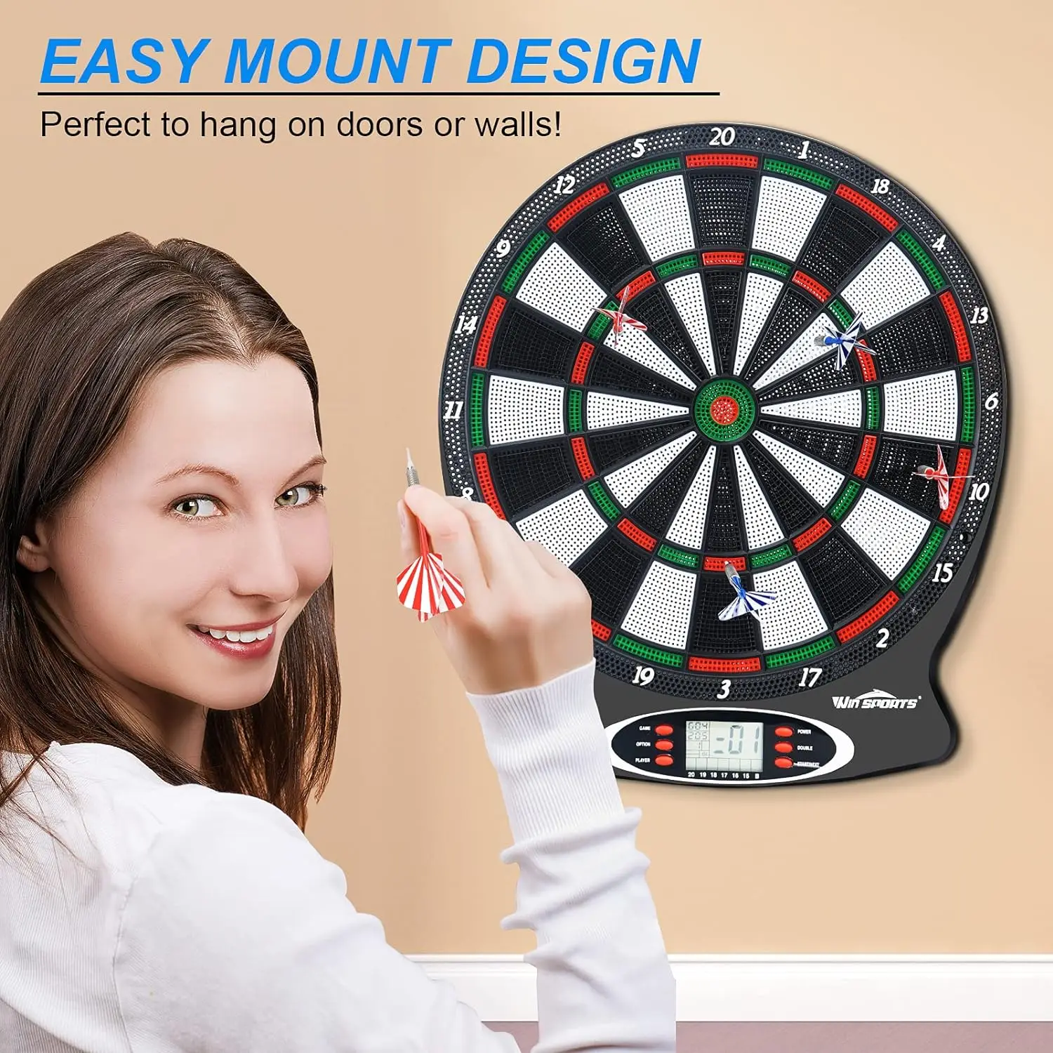 odm professional e electronic dartboard set with plastic material and 6 darts-6