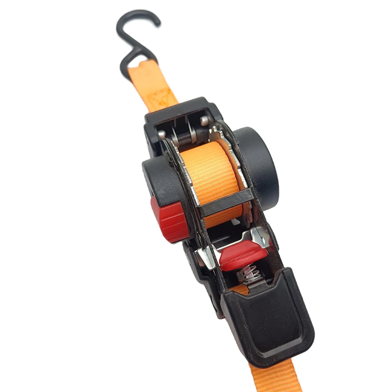 20/25/38/50MM Auto Retractable Ratchet Lashing Straps Heavy Duty Tie Downs with S-Hook & Bolt-On for Cargo Securing