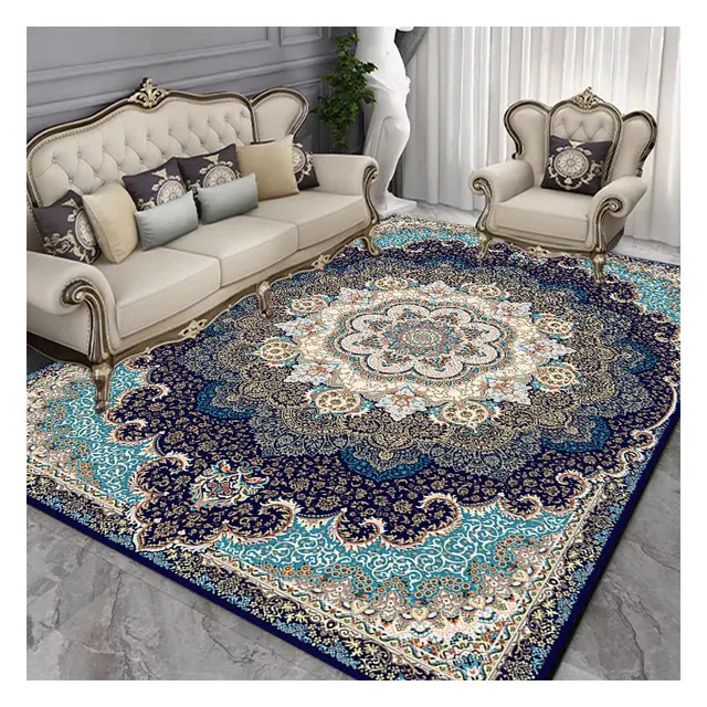 Polyester Velvet Rug Carpet Soft Rugs for Living Room Dining Room Bedroom Non-Slip Non-Shedding Low-Pile Vintage Floor Carpet