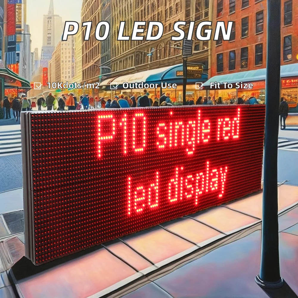 P10 Retail Store Advertising LED Sign 6mm Red LED Moving Scrolling Running Message Display Outdoor Video OEM Supply Cars