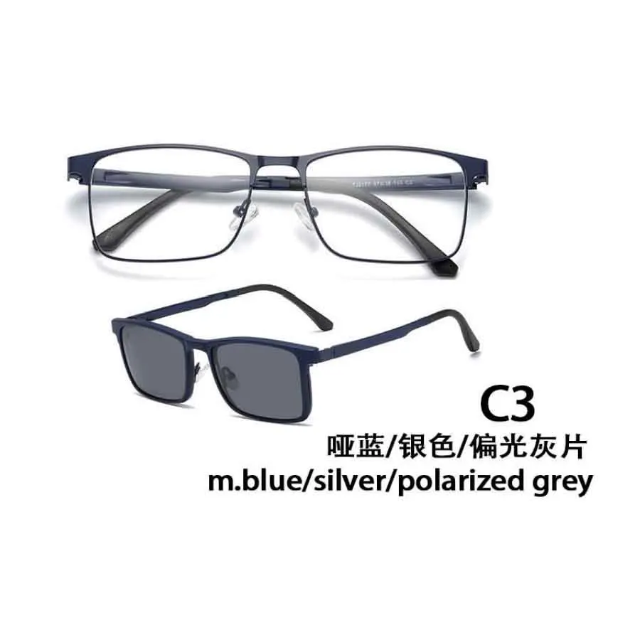 TJ2177  Ready Stock  Frames Glasses With Sunglasses Polarized Magnetic Clip on Sunglasses for Men