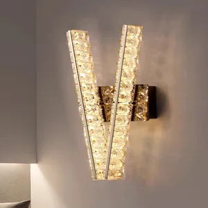 JACKSUN Luxury LED Light for Hotel Living Room Modern Vintage Indoor Crystal Wall Lamp for Bedroom Living Room