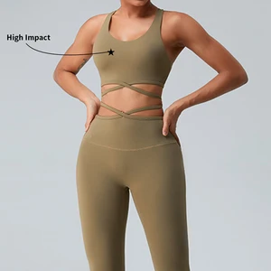 OEM Sample High Quality 2-Piece Women's Sports Bra and Flared Fitness Workout Shorts Yoga Set High Supports