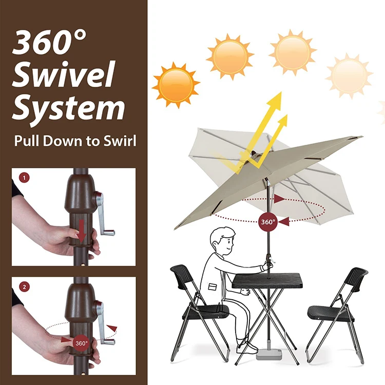 10 FT Patio Umbrella Outdoor Table Market for Garden Beach Umbrella With Auto Push Button Tilt