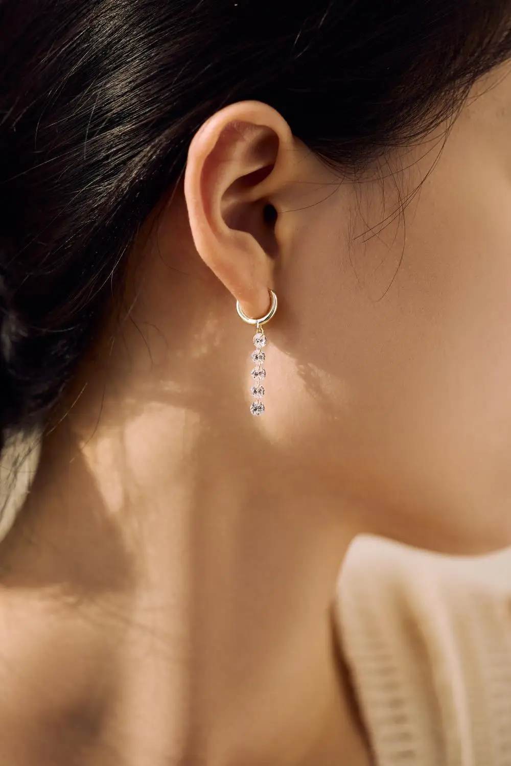KAKODIY Long Round Zircon Pendant 14K Gold Plated Earrings 925 Sterling Silver Fine Jewelry Earrings detail 6