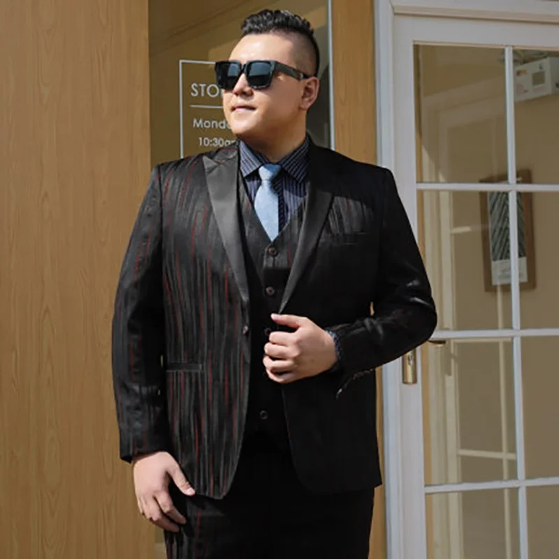 Oversized High-quality Suit Wedding Suit Men Fat Three-piece