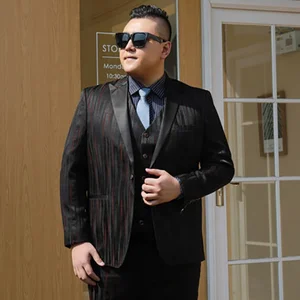 Oversized High-quality Suit Wedding Suit Men Fat Three-piece Suit Loose Version