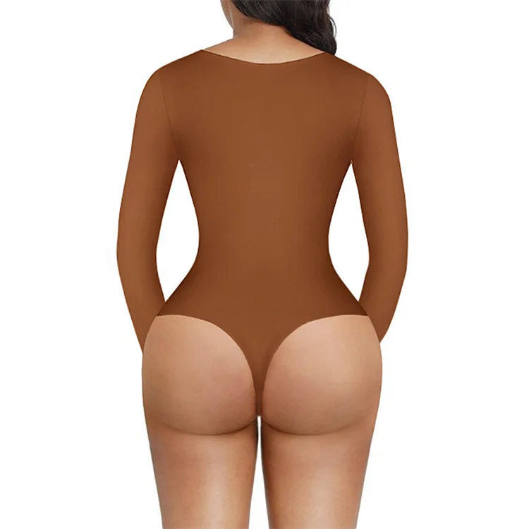 Hot Sale Custom Service Bodysuit Shapewear For Women Seamless Long Sleeve Bodysuit Compression 0660