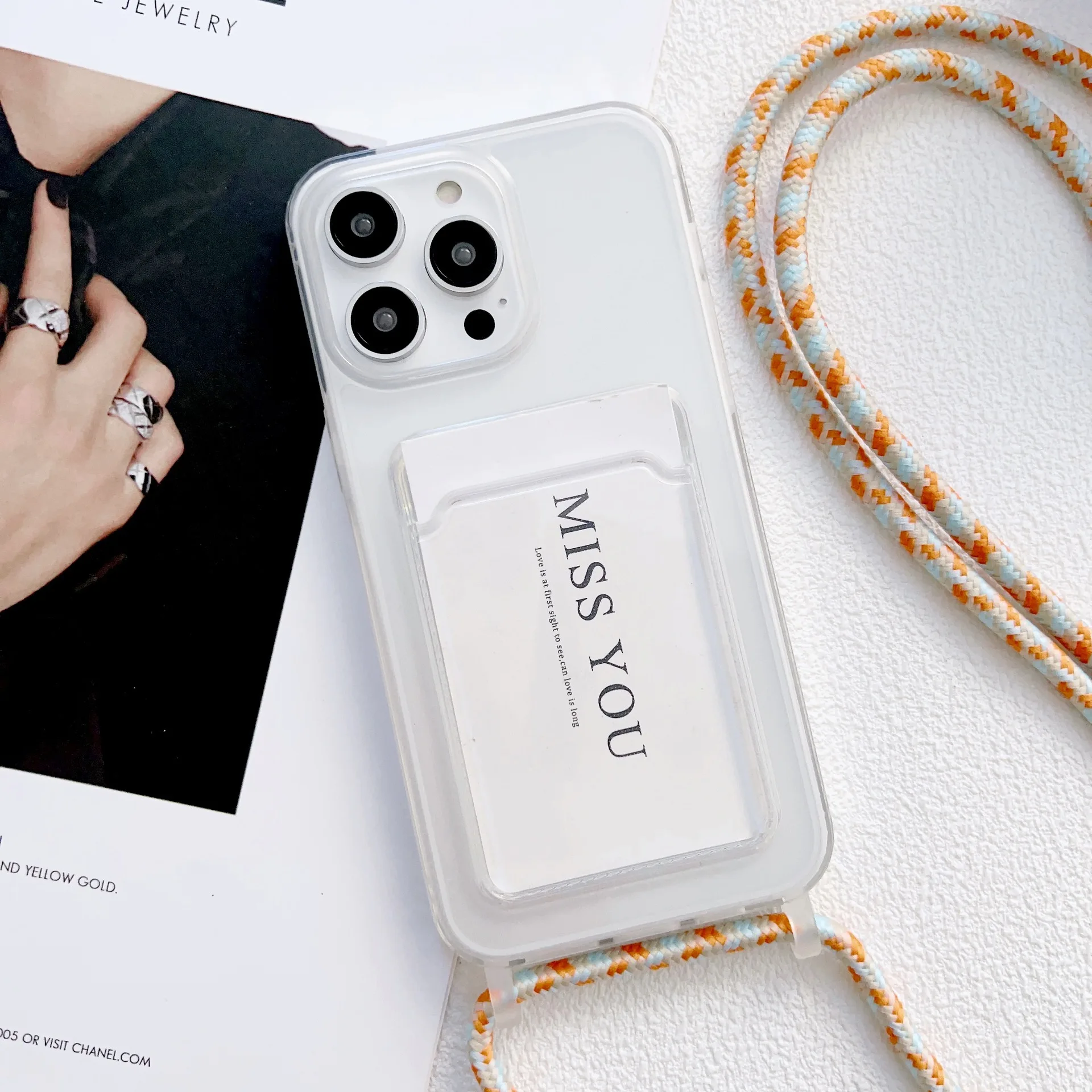 Iphone 15 Cross Body Back Cover Transparent Protective