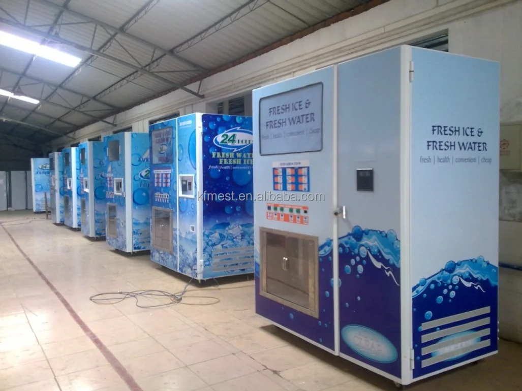 140-450kg Cube Ice Vending Machine With Auto Supply Water Make Ice Pack ...