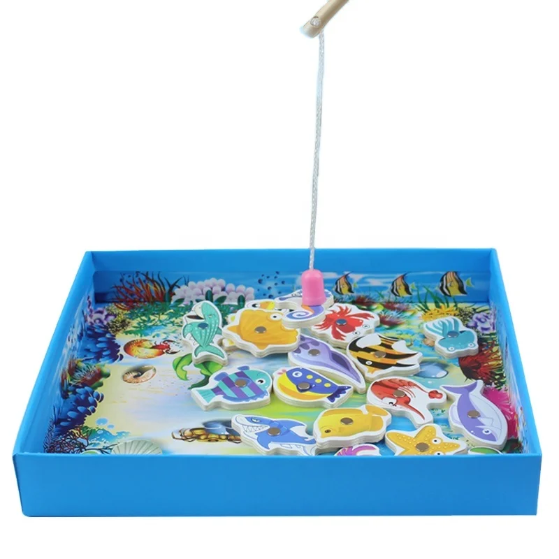 Новый Дизайн лучше продавать 20 шт. морских животных для детей от двух до восьми деревянная Магнитная рыбалка деревянные игрушки для детей