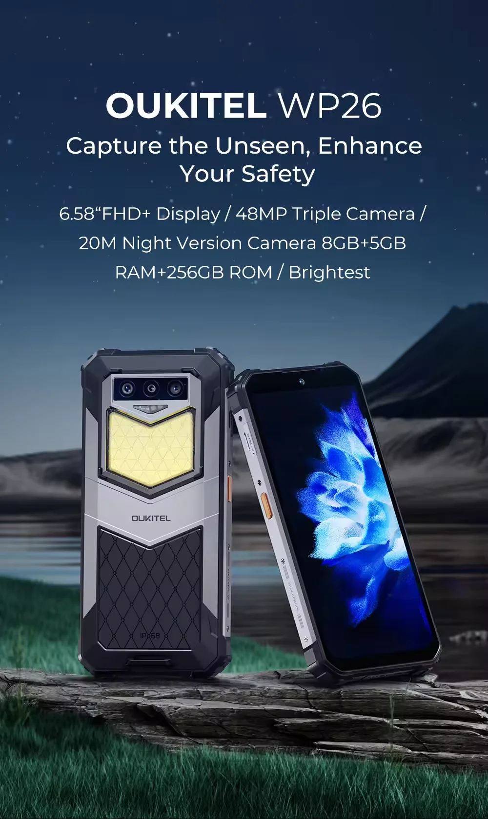 Cheap Oukitel WP26 10000mah Smartphone with 20MP Night Camera