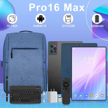 Hot Selling Unlocked 14.1 Inch Pro 16 Max Android Tablet PC 5G 12GB+512GB Storage 13MP+32MP Camera 1.2GHz for Education