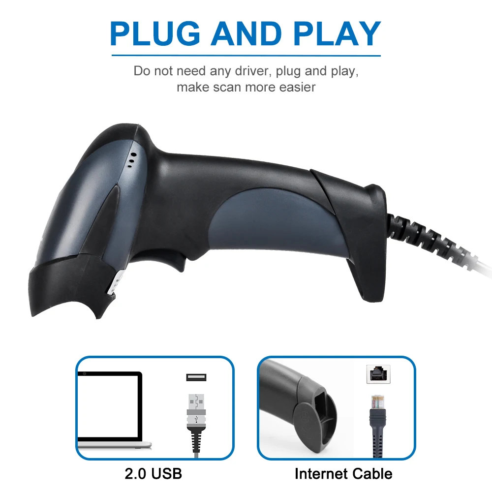 Netum M1 M10 Plug and Play Handheld Barcode Reader Wired USB 1D Barcode Scanner