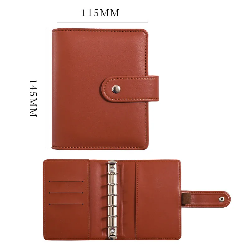 6-кольцо Macaron с отрывными листами A7 связующего Чехол-кошелек из искусственной кожи