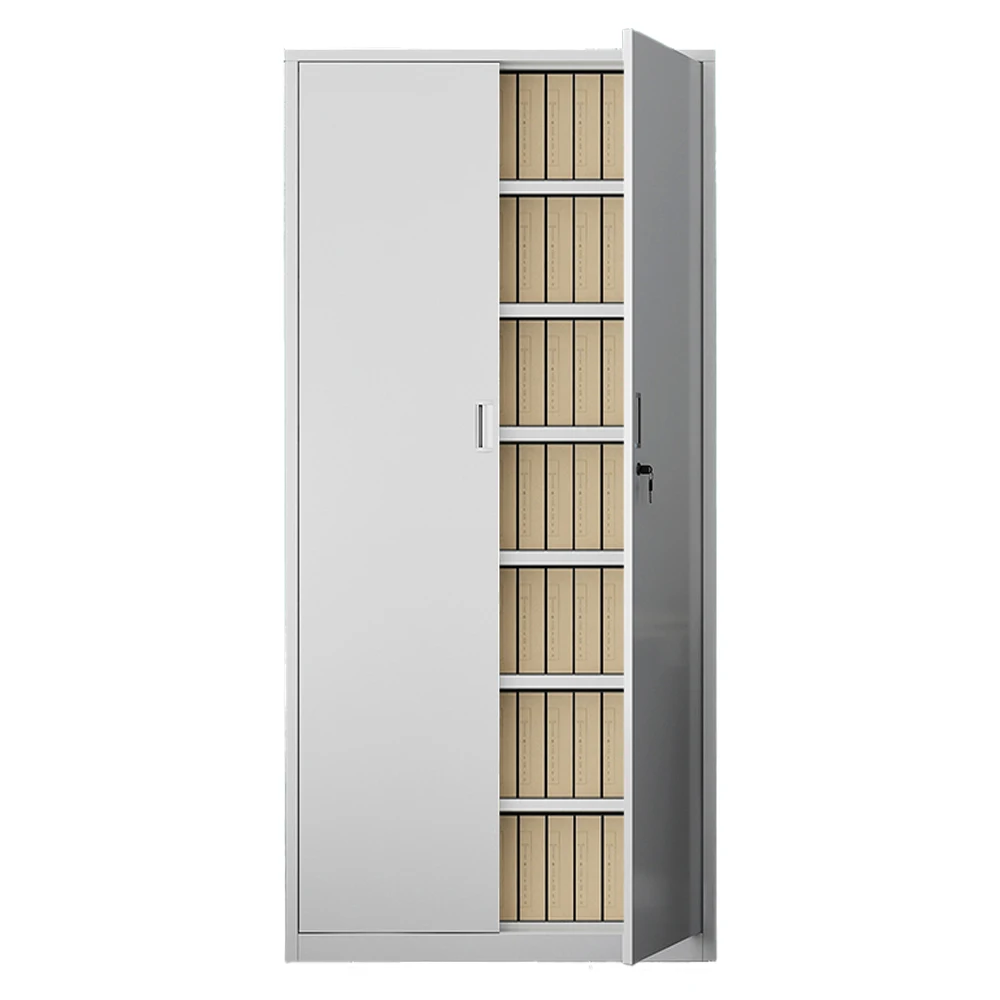 Metal Filing Cabinet with Upper Glass Doors and Lower Metal Double Doors for Office and Hospital Use