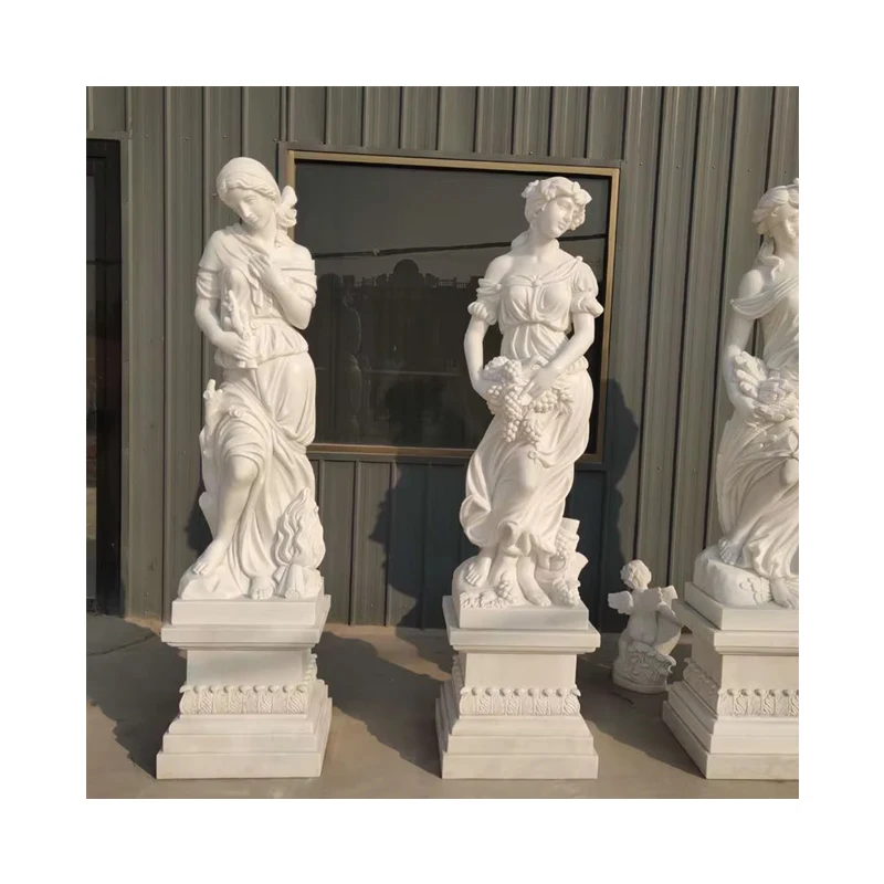 White Stone Carving Figure Life Size Garden Art Sculpture Famous Four Seasons Goddess Statue Marble