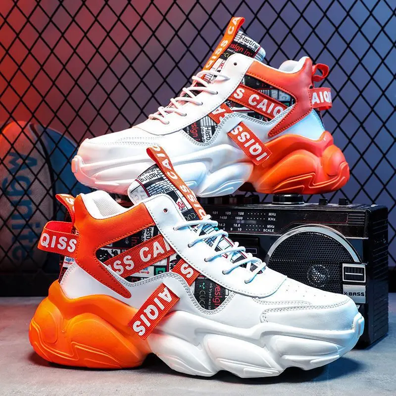 Men's shoes 2024 fall new breathable high-top trend inside booster sneakers