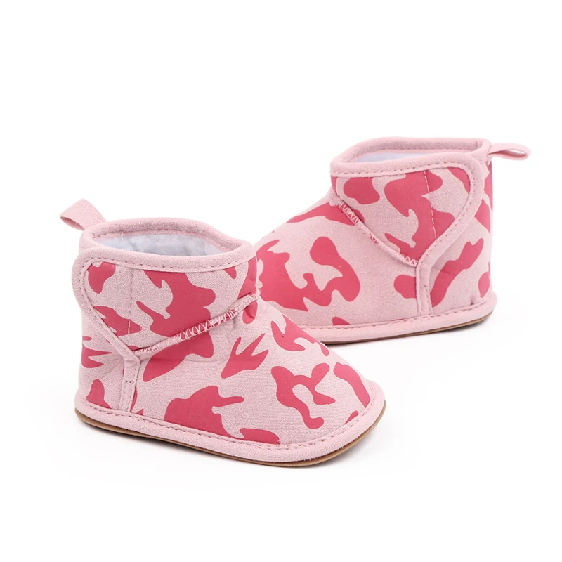 New Winter Fleece Thickened Soft Base Camouflage Anti-slip Baby Girls and Boys Warm Cotton Boots manufacture