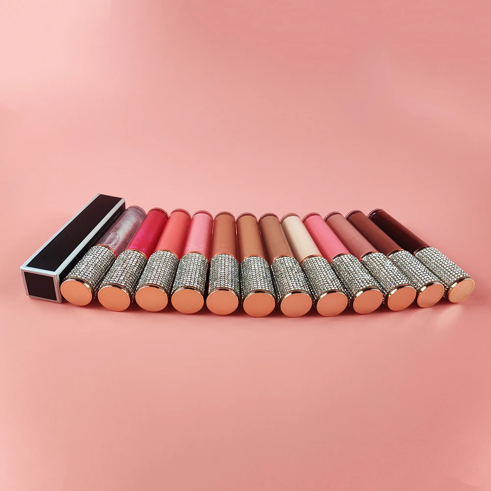 Cosmetics Private Label Lip Gloss Waterproof Diamond Lid Makeup DIY Lip Gloss