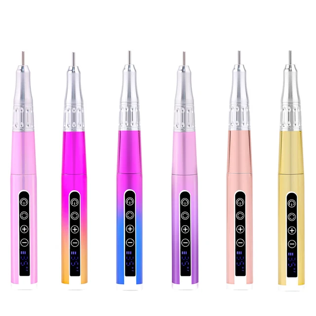 Portable Nail Drill Pen with Charging Base 35000 rpm Coreless Motor Adjustable Preset Speed E-file