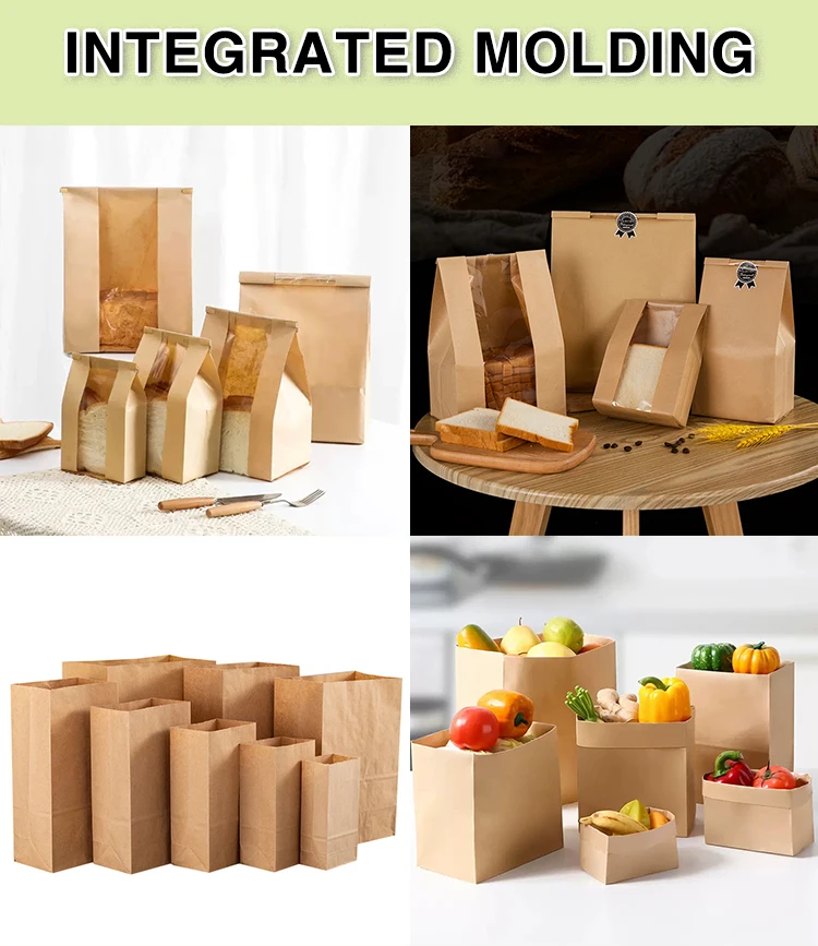 Wholesale Custom Size Oil Proof Brown Kraft Snack Paper Packing Bags