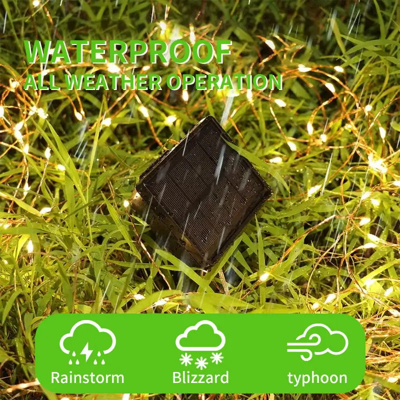 Waterproof Led Solar 5m/10m/20m Copper Wire Christmas Tree Fairy Solar String Light Garden