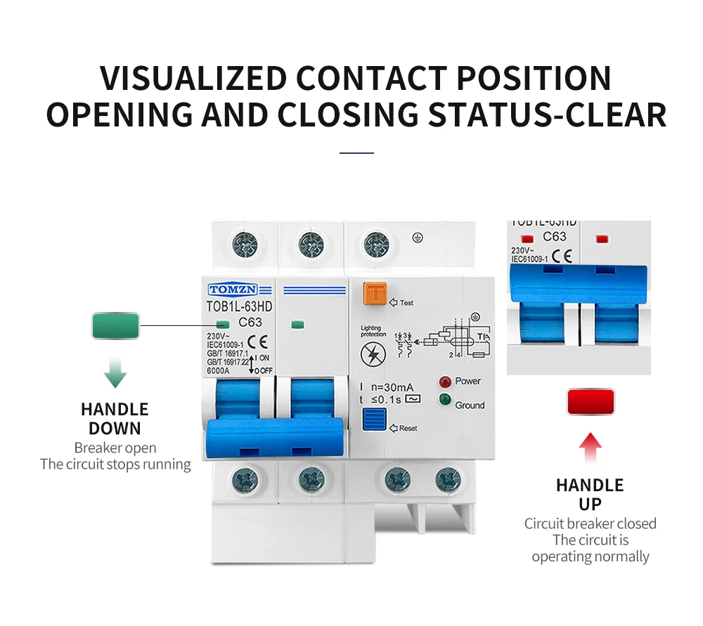 Main Switch Residual Current Circuit Breaker with Surge Protector RCBO MCB with Lightning protection SPD