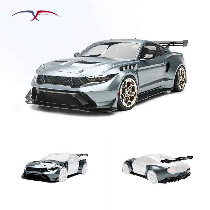 Ford Mustang Upgrade Gtd Style Wide Body Kit Car Bumpers Hood Front Bumper Side Skirt Fender Rear
