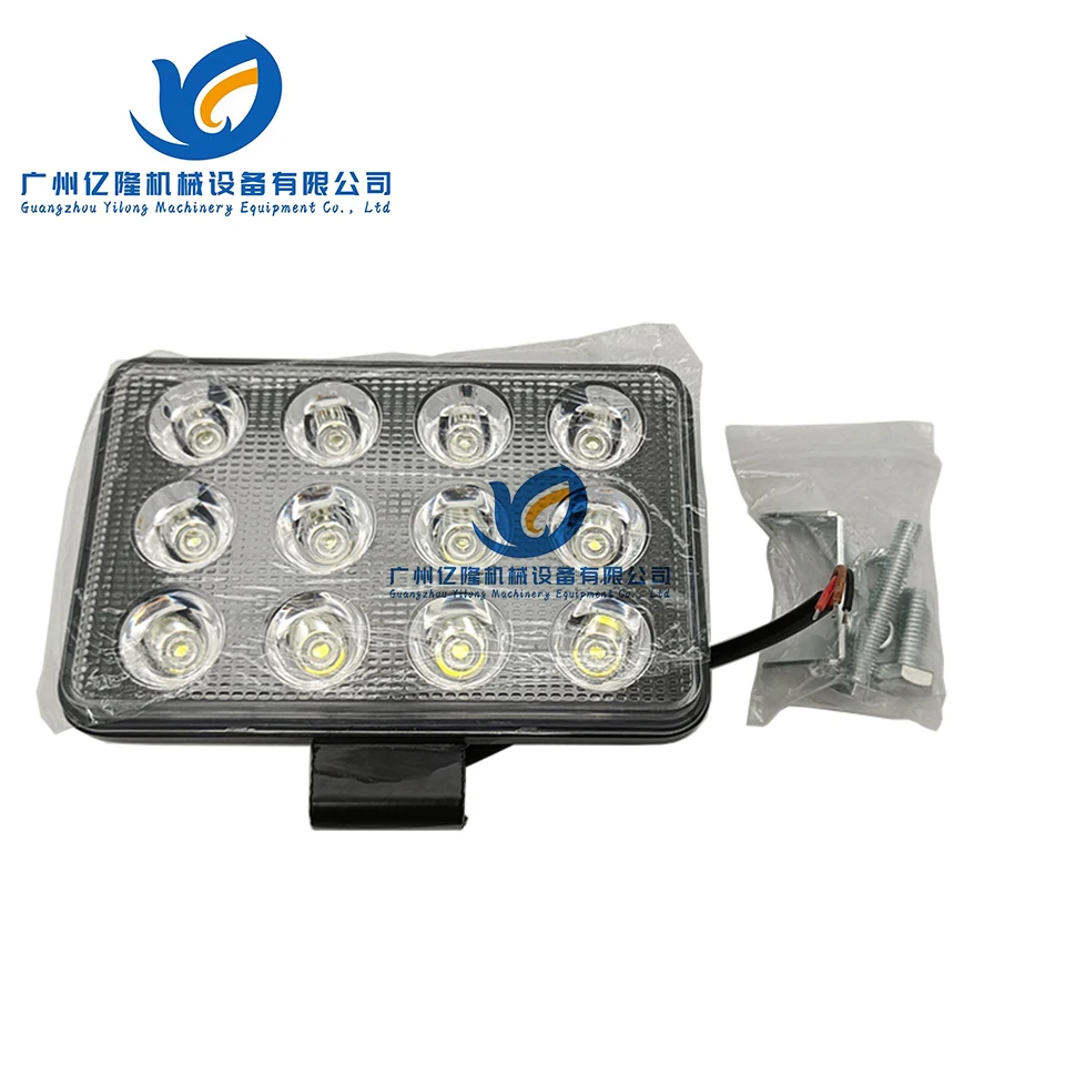 Excavator DC12-80V Square Type High-Power Spot Lights Super Bright Diffused Light for Engine Farm Truck Headlight Led 12 Beads