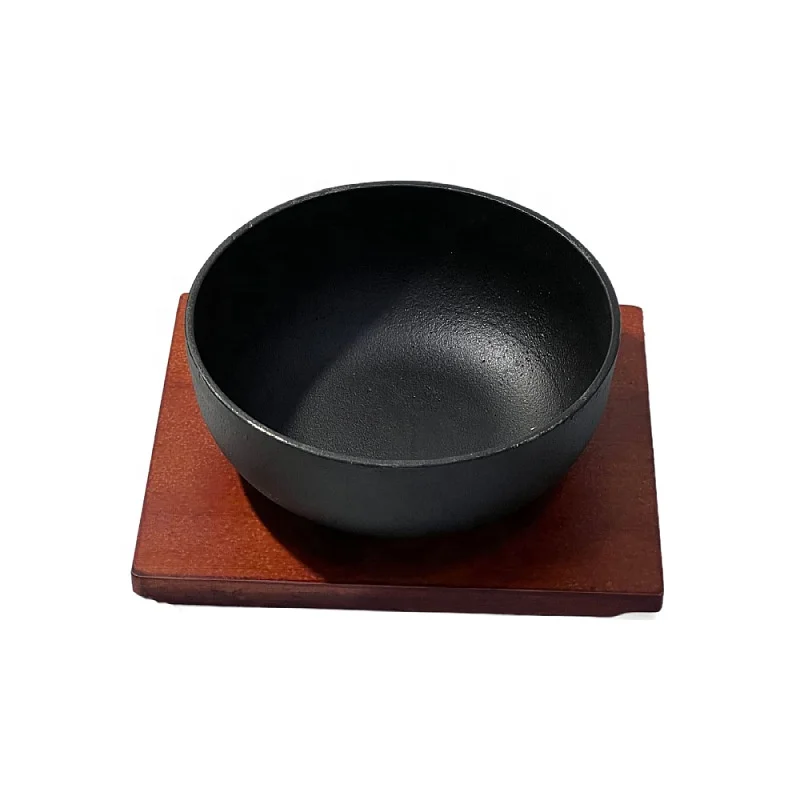 Professional Eco-Friendly Large Thick Cast Iron Korean Rice Bowls for Party Use Round Stone Bibimbap Restaurant Serving Bowls