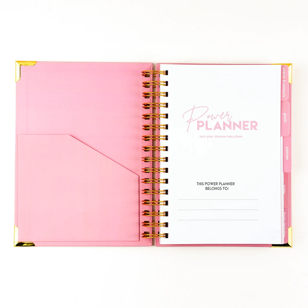 Factory Printing OEM New Design Good Quality Hardcover Spiral Wire Ring Planner Books A4 A5 Custom Journal