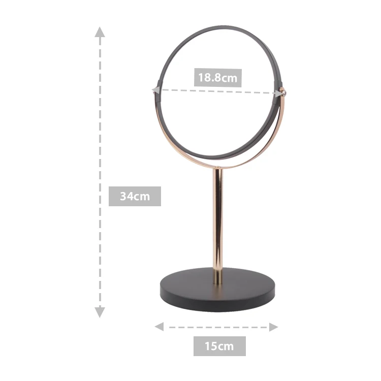 7 Inch Round Double Sided Makeup Mirror Personalized Chrome Rotatable 5X Magnifying with Metal Base for Desktop