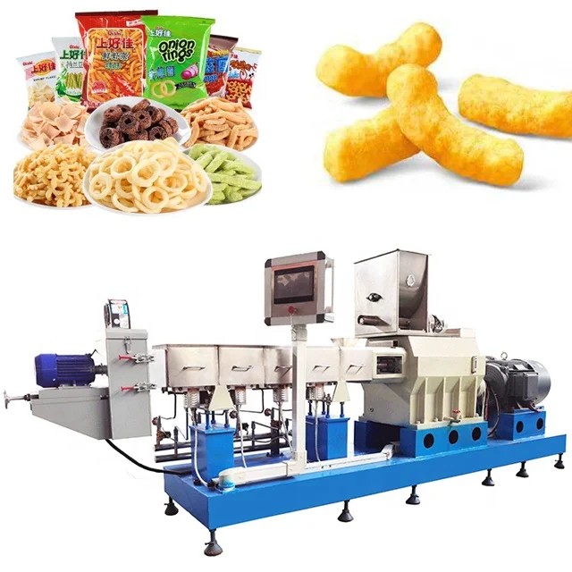 Automatic Puffing Cheese Ball Crispy Snack Food Puffs Extruder Making Machine Price Corn Puffed Snacks Machine