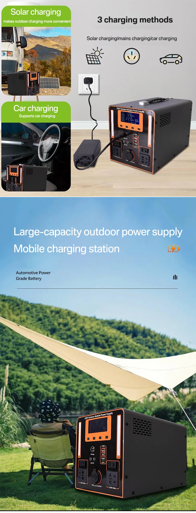 product portable energy storage power system iron case   1200w ac output 1152wh lifepo4 battery 220v 1200w inverter-1