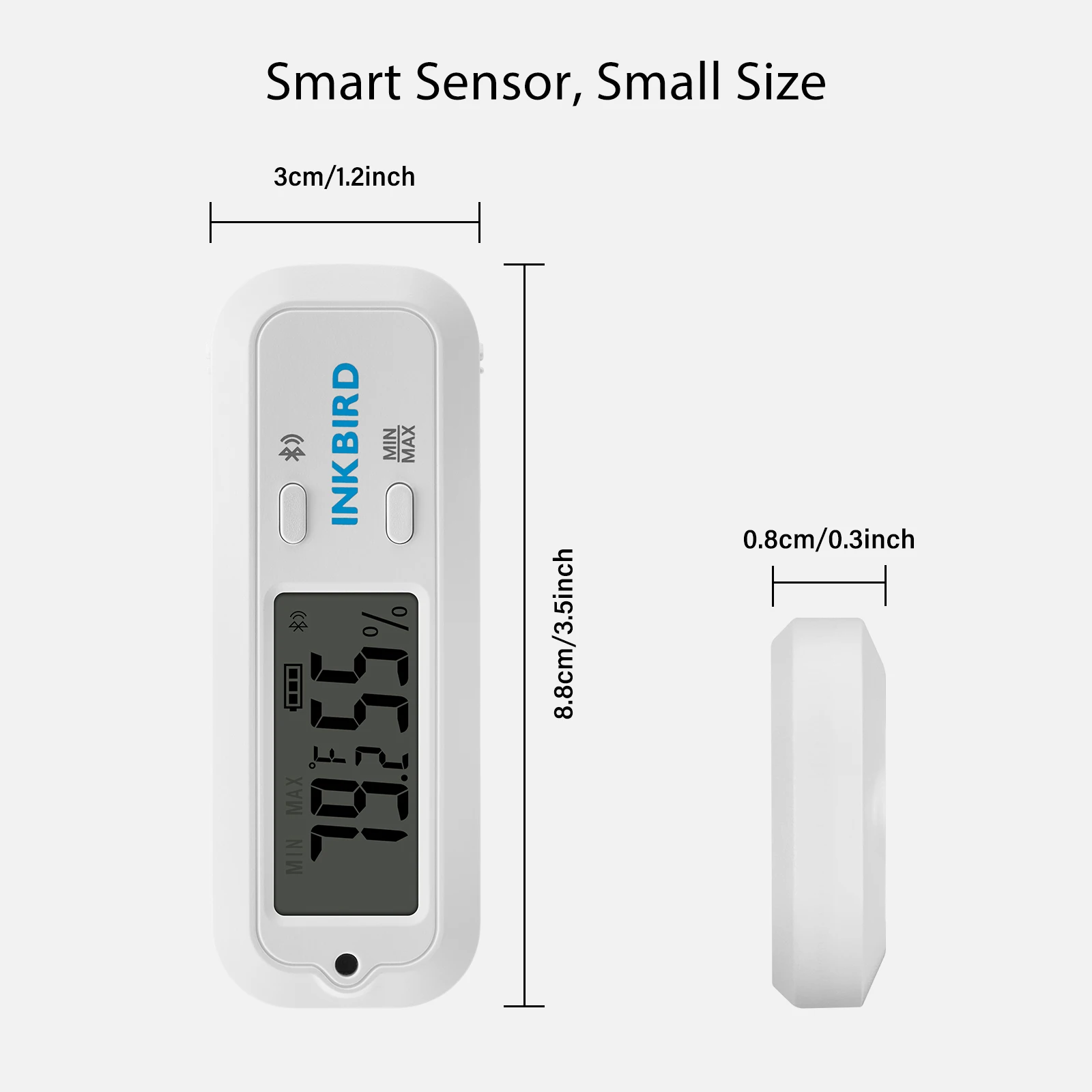 INKBIRD Temperature Humidity Smart Sensor ITH-12S Small Hygrometer  Thermometer 98ft/30m Connecting Accurate Readings For
