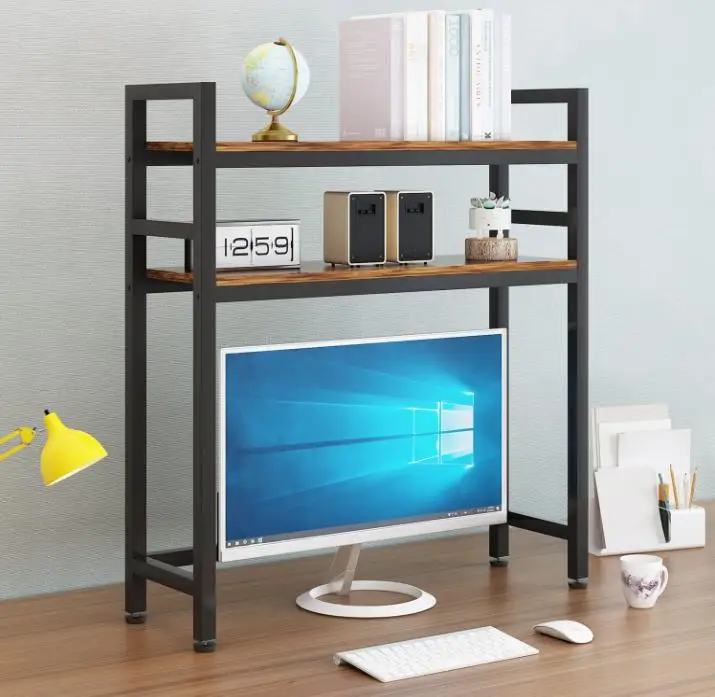 Adjustable Computer Display Shelf Desk Bookcase 2-tier Multipurpose ...